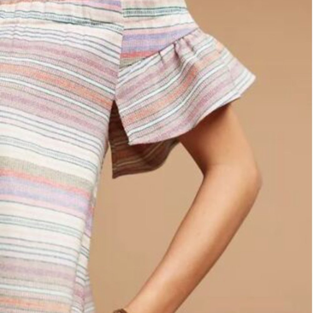 Corey Lynn Calter multicolor stripe off-the-shoulder dress, Size S - Picture 9 of 10